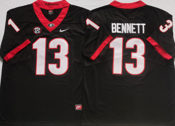 Men's Georgia Bulldogs Stetson Bennett #13 Black Jersey